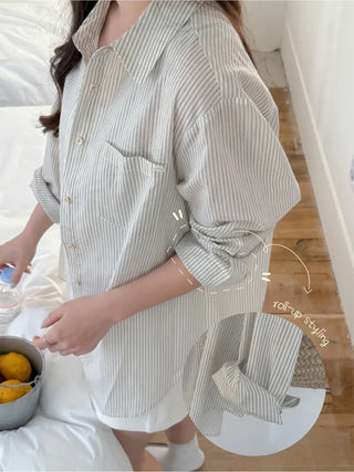 Gray striped oversized shirt