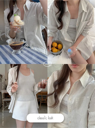 Gray striped oversized shirt