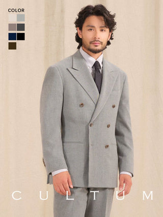 [CULTUM] Herringbone Brushed Double-Breasted Suit