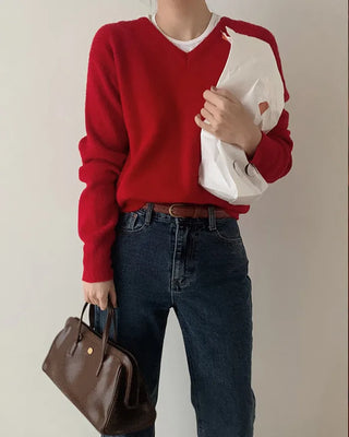 [U-neck/V-neck] 2 types of standard basic knitwear