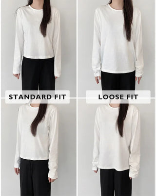 (Standard Fit/Loose Fit) Clean Long-Sleeve T-Shirt