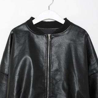 Leather blouson jacket