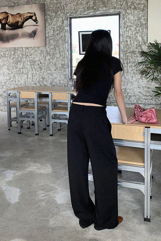 pleated loose suit pants