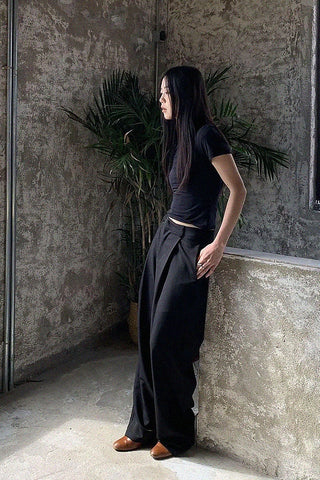 pleated loose suit pants
