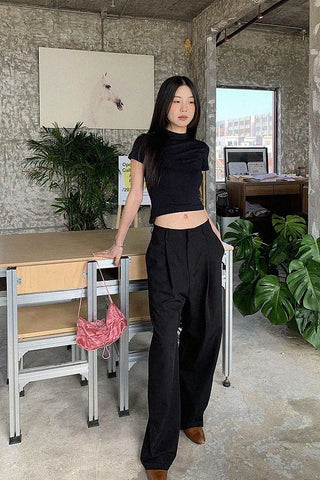 pleated loose suit pants