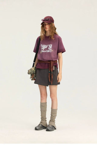 [Monterest] Unicorn Print Washed Cotton T-Shirt