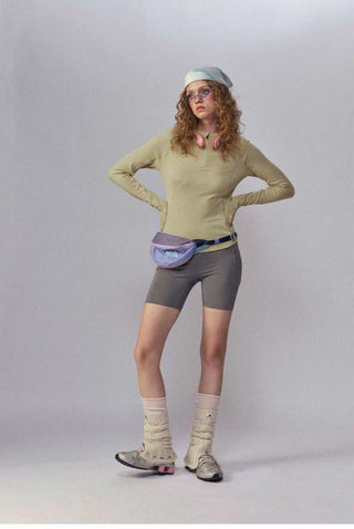 [Monterest] Fleece-Lined Half-Zip Long Sleeve Tee