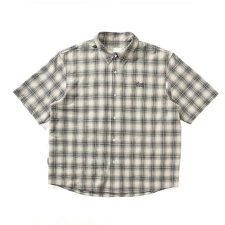 [Monterest] Seersucker Check Logo Embroidered Shirt
