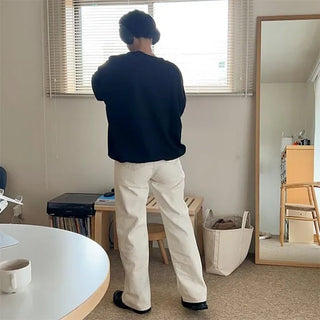 Long cream denim