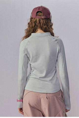 [Monterest] Fleece-Lined Half-Zip Long Sleeve Tee