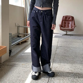 Washed denim pants
