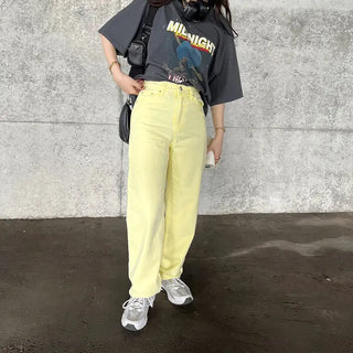 Colored straight denim pants