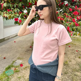 Round neck velour T-shirt