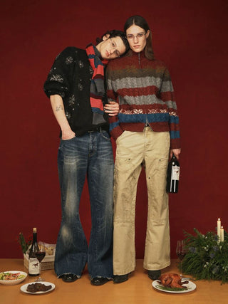 [MASONPRINCE] Fair Isle Cable Knit Wool Blend Cardigan
