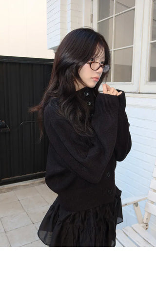 Moruka Hooded Button High Neck Knitwear Cardigan - 5 Colors