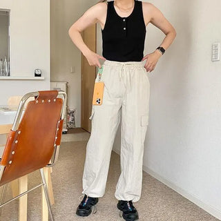 Ribbed button tank top
