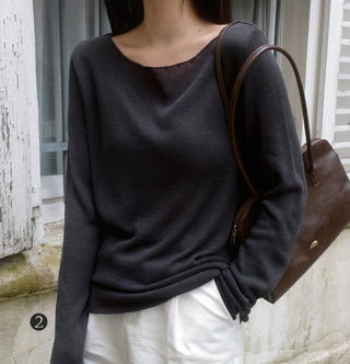 One-shoulder boat neck knit - 4 colors