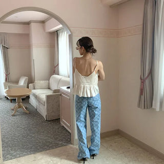 Shirred satin top
