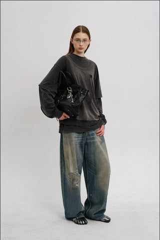 [MASONPRINCE] Washed Layered Long Tee / Hoodie