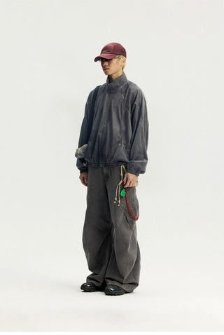 [Monterest] Washed Mesh Oversized Track Jacket