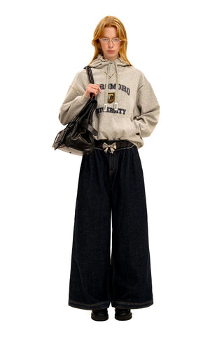 [Moromoro2] Frayed Waistband Wide Leg Jeans