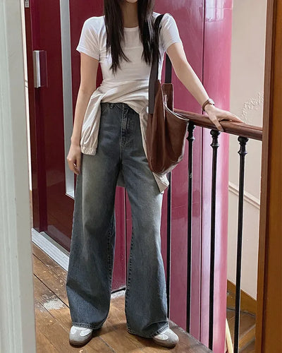 (basic/long) Wide Vintage Denim Pants - 4 colors