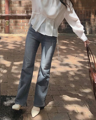 (short/basic/long) Elasticated semi-bootcut pants