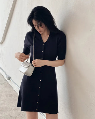 Special Rib Button Knit Dress