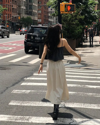 Two-button flared skirt
