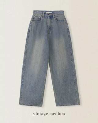 Real wide-leg denim pants