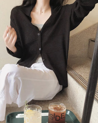 Perforated Collar Knit Jacket