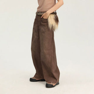 [Monterest] Washed Curved Seam Wide Leg Pants