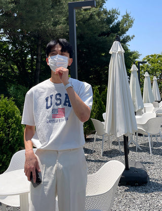 USA Printed Washed Short Sleeve T-shirt (2 colors)