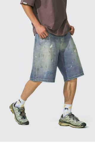 [Monterest] Paint Splatter Distressed Denim Shorts