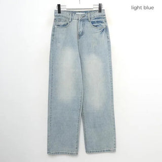 Washed light denim pants