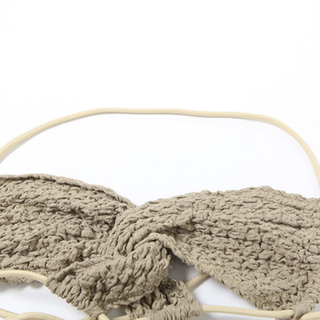 Textured halter self tie v neck hollow out cut out maxi dress