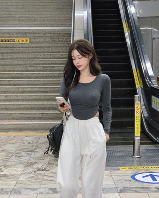 Slim Shirred Cropped T-Shirt (8 colors)