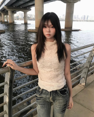 lace flower half sleeveless (3color)