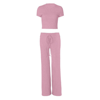 Short sleeve crewneck drawstring pant set