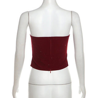 Bowknot glitter backless tube top