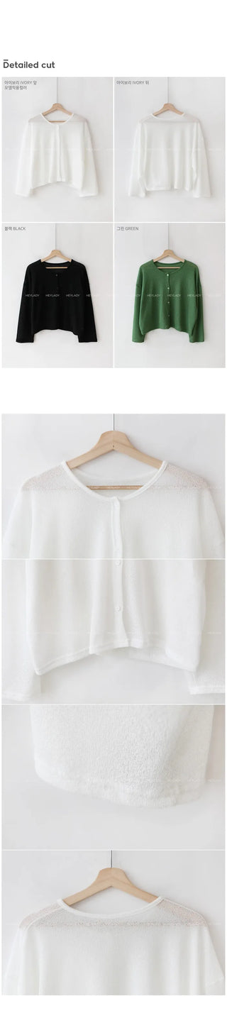 Round neck sheer cardigan