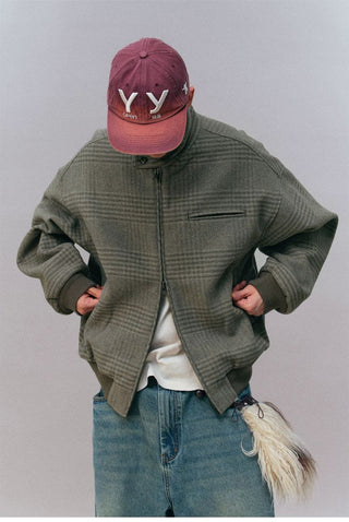 [Monterest] Wool Blend Stand Collar Harrington Jacket