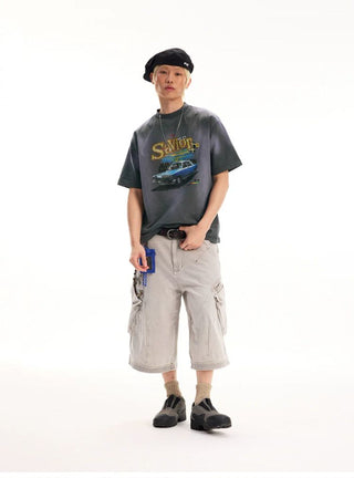 [Monterest] Washed Car Print Relaxed Fit Tee