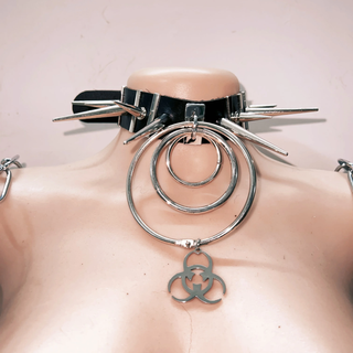 Metal chain skull applique rivet gloves cami top