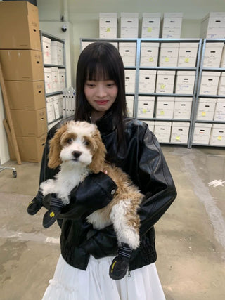 [NEVERSEEZ] Stand Collar Oversized PU Jacket