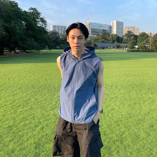 Nylon hooded zip-up