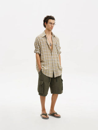 [MASONPRINCE] Camp Flocked Plaid Shirt