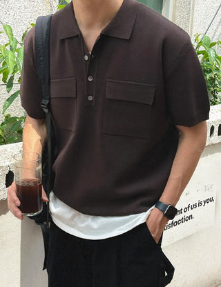 Good Two-Pocket Collared Short Sleeve Knit (High Q)