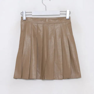 Leather pleated skirt