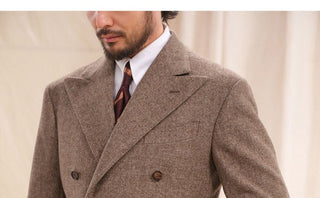 [CULTUM] Herringbone Double Breasted Peak Lapel Suit